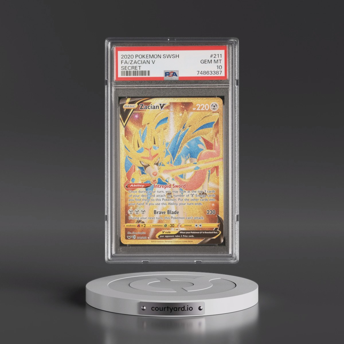 2020 Pokémon Sword & Shield #211 Zacian V - Holo Full Art Secret (PSA 10 GEM MINT)
