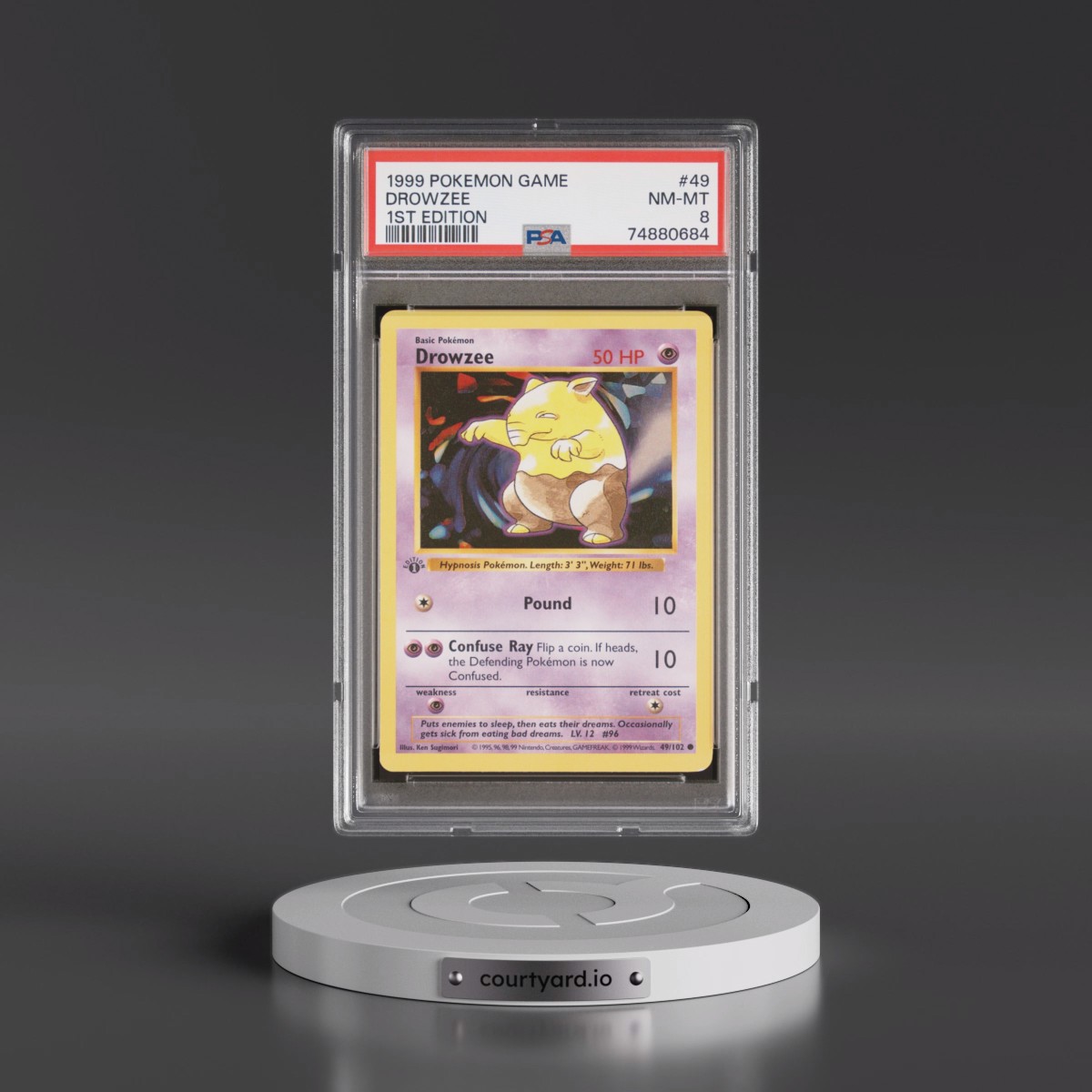 1999 Pokémon Game #49 Drowzee - 1st Edition (PSA 8 NM-MT)