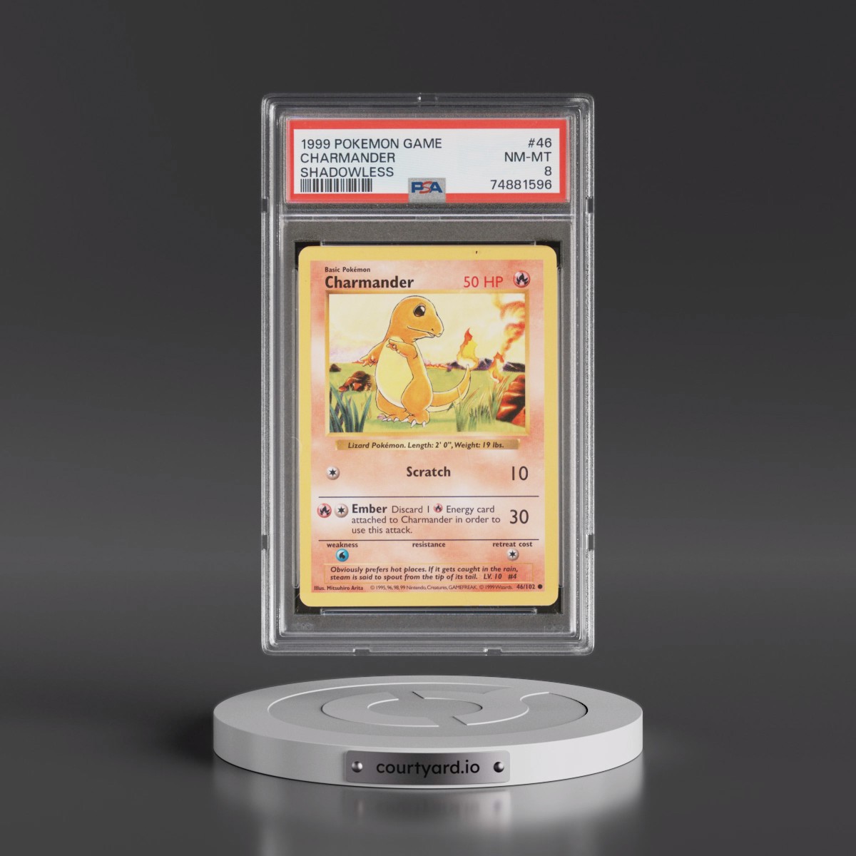 1999 Pokémon Game #46 Charmander - Shadowless (PSA 8 NM-MT)