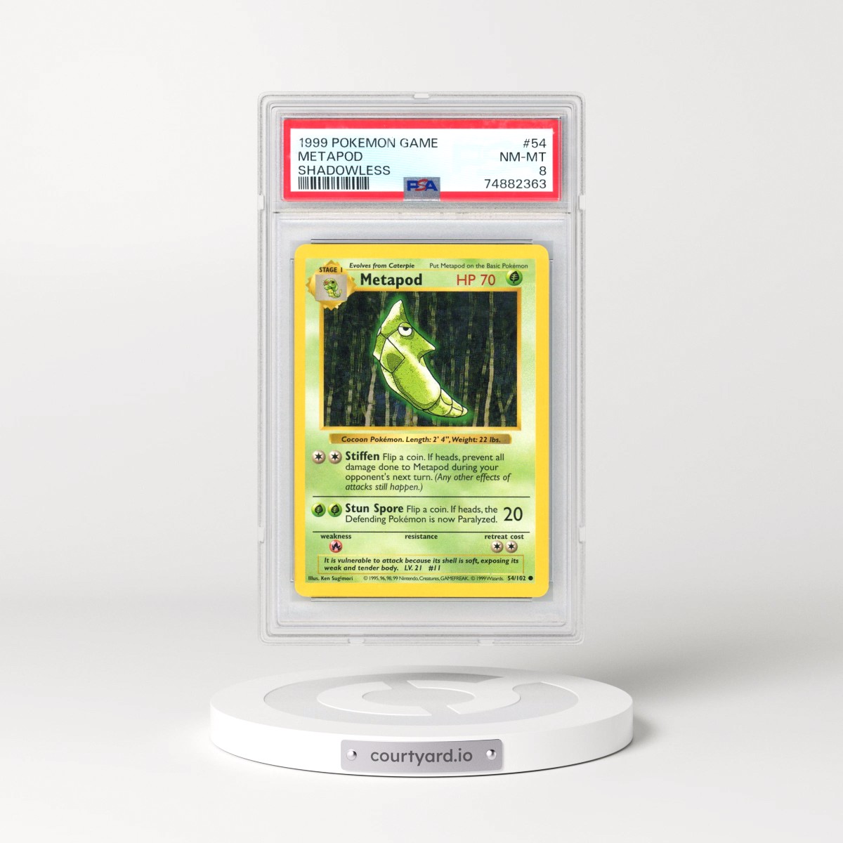 1999 Pokémon Game #54 Metapod - Shadowless (PSA 8 NM-MT)