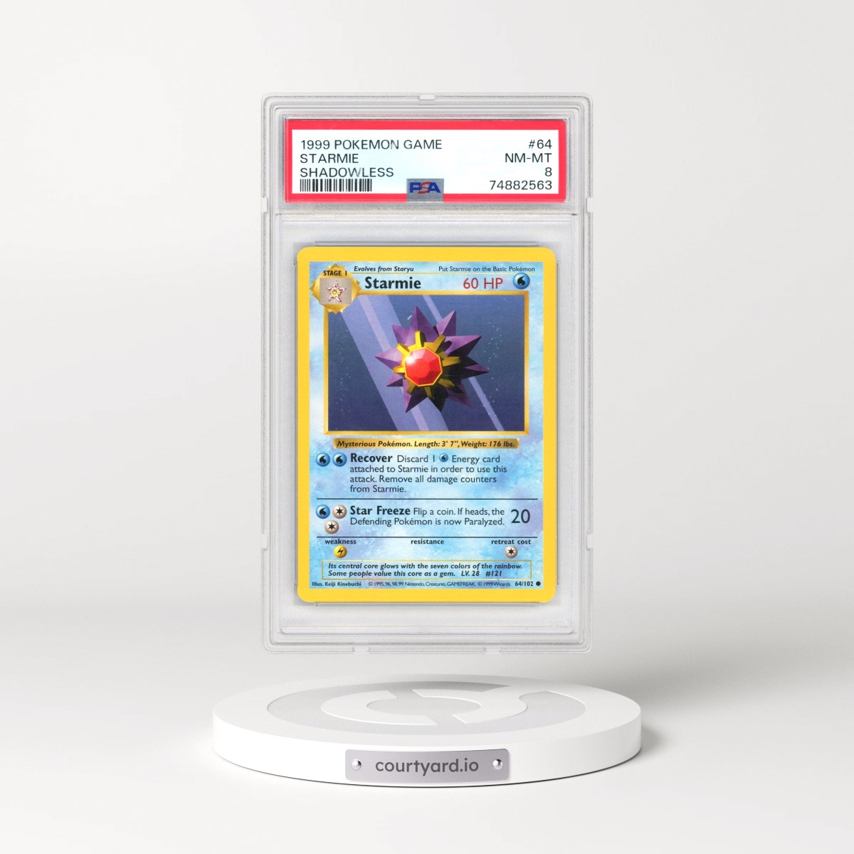 1999 Pokémon Game #64 Starmie - Shadowless (PSA 8 NM-MT)