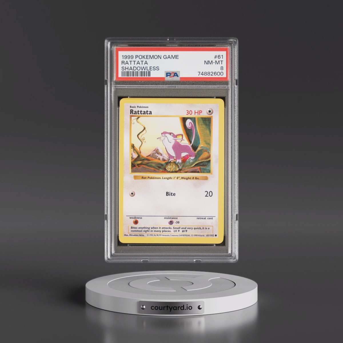 1999 Pokémon Game #61 Rattata - Shadowless (PSA 8 NM-MT)