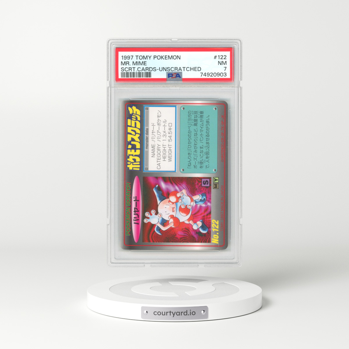 1997 Tomy Pokemon Scratch Cards #122 Mr. Mime - Unscratched (PSA 7 NM)