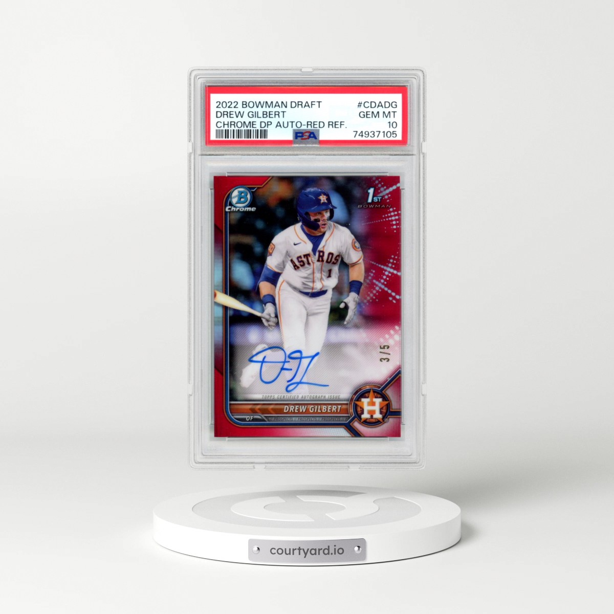 2022 Bowman Draft Chrome Draft Pick Autographs #CDADG Drew Gilbert - Red Refractor (PSA 10 GEM MINT)