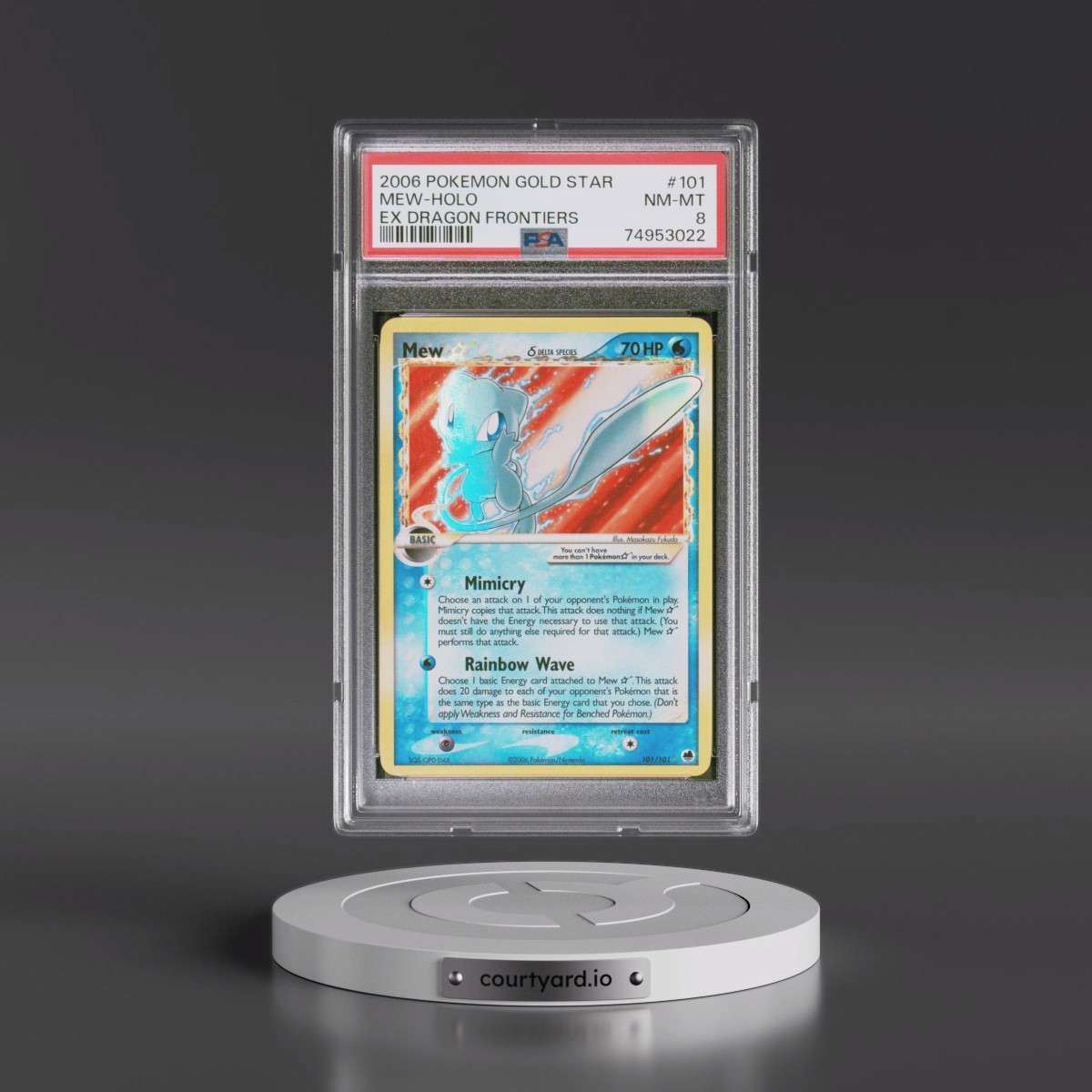 2006 Pokémon EX Dragon Frontiers #101 Mew - Holo Gold Star (PSA 8 NM-MT)