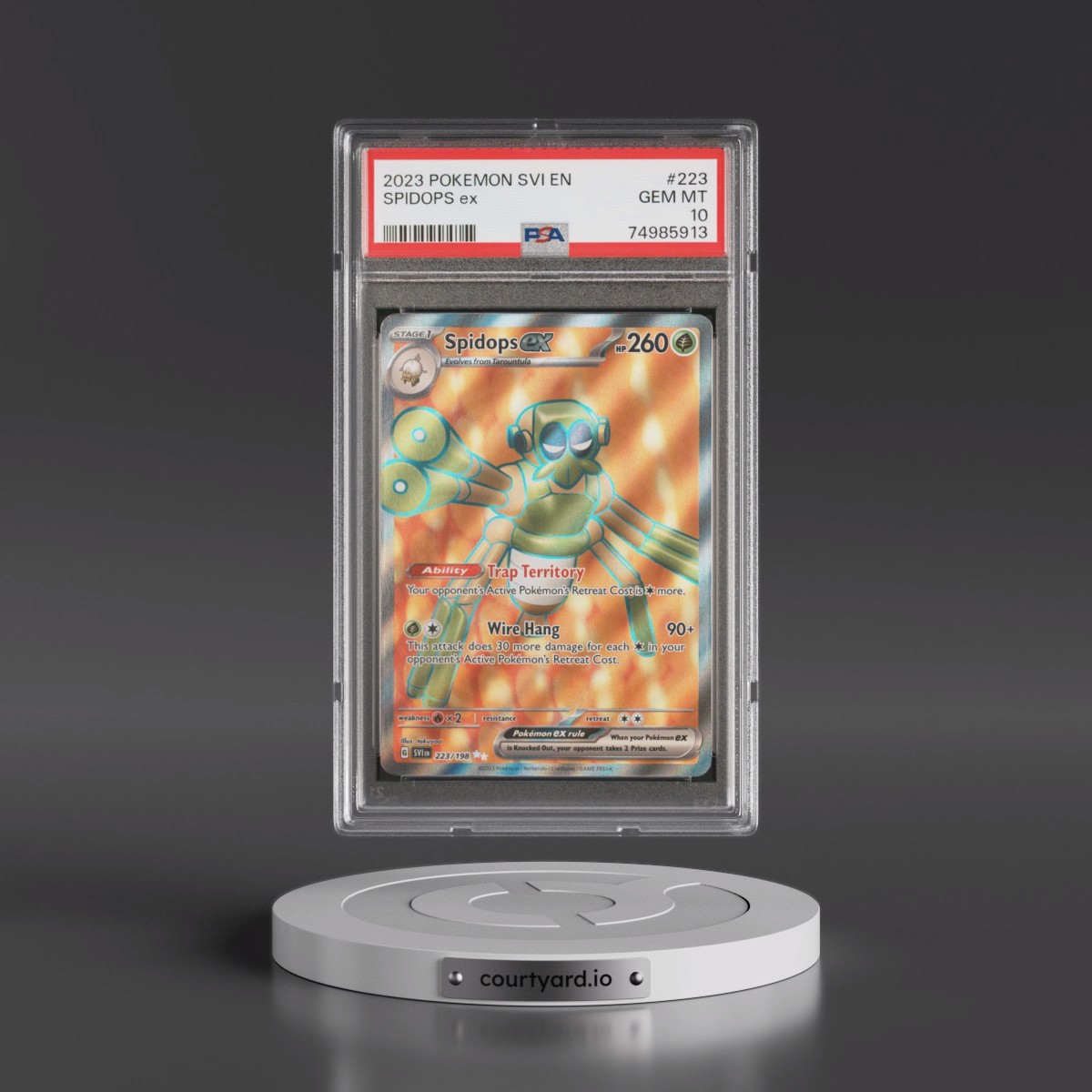 2023 Pokémon Svi EN-Scarlet & Violet #223 Spidops EX - Holo Ultra Rare (PSA 10 GEM MINT)