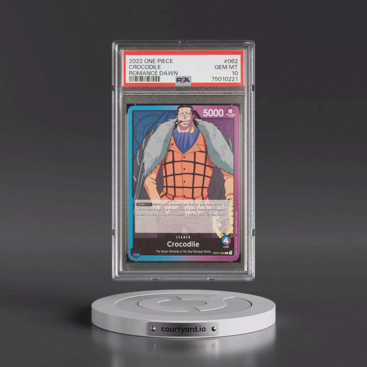 2022 One Piece OP01-Romance Dawn #062 Crocodile (PSA 10 GEM MINT)