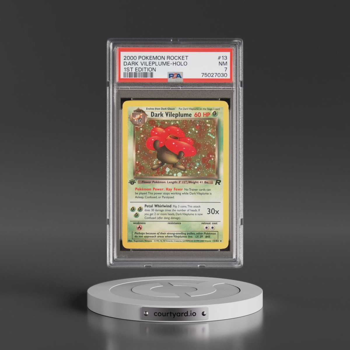 2000 Pokémon Rocket #13 Dark Vileplume - 1st Edition Holo (PSA 7 NM)