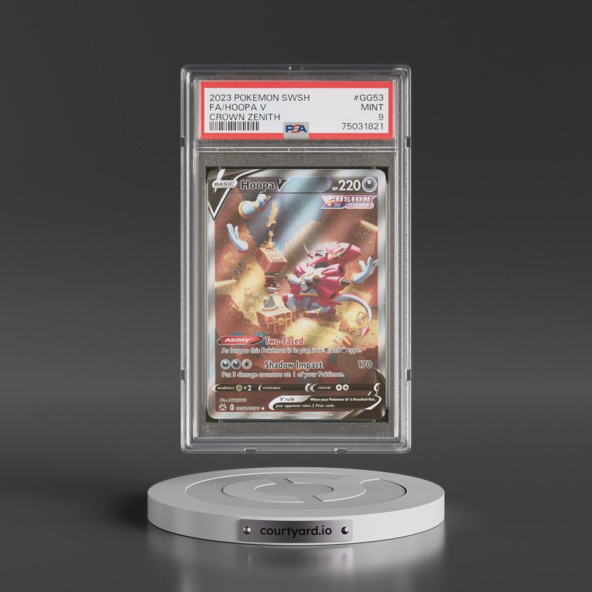 2023 Pokémon Sword and Shield Crown Zenith #GG53 Hoopa V - Holo Full Art (PSA 9 MINT)