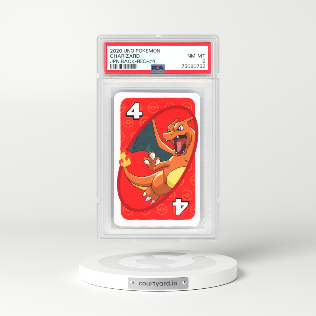 2020 Japanese Uno Pokémon Charizard - Back-Red-#4 (PSA 8 NM-MT)