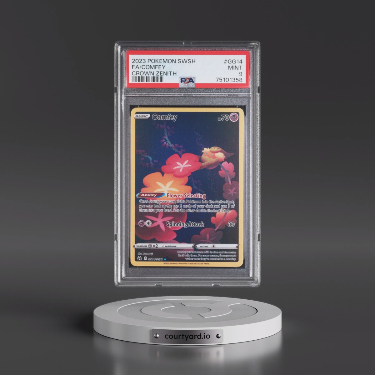 2023 Pokémon Sword and Shield Crown Zenith #GG14 Comfey - Full Art (PSA 9 MINT)