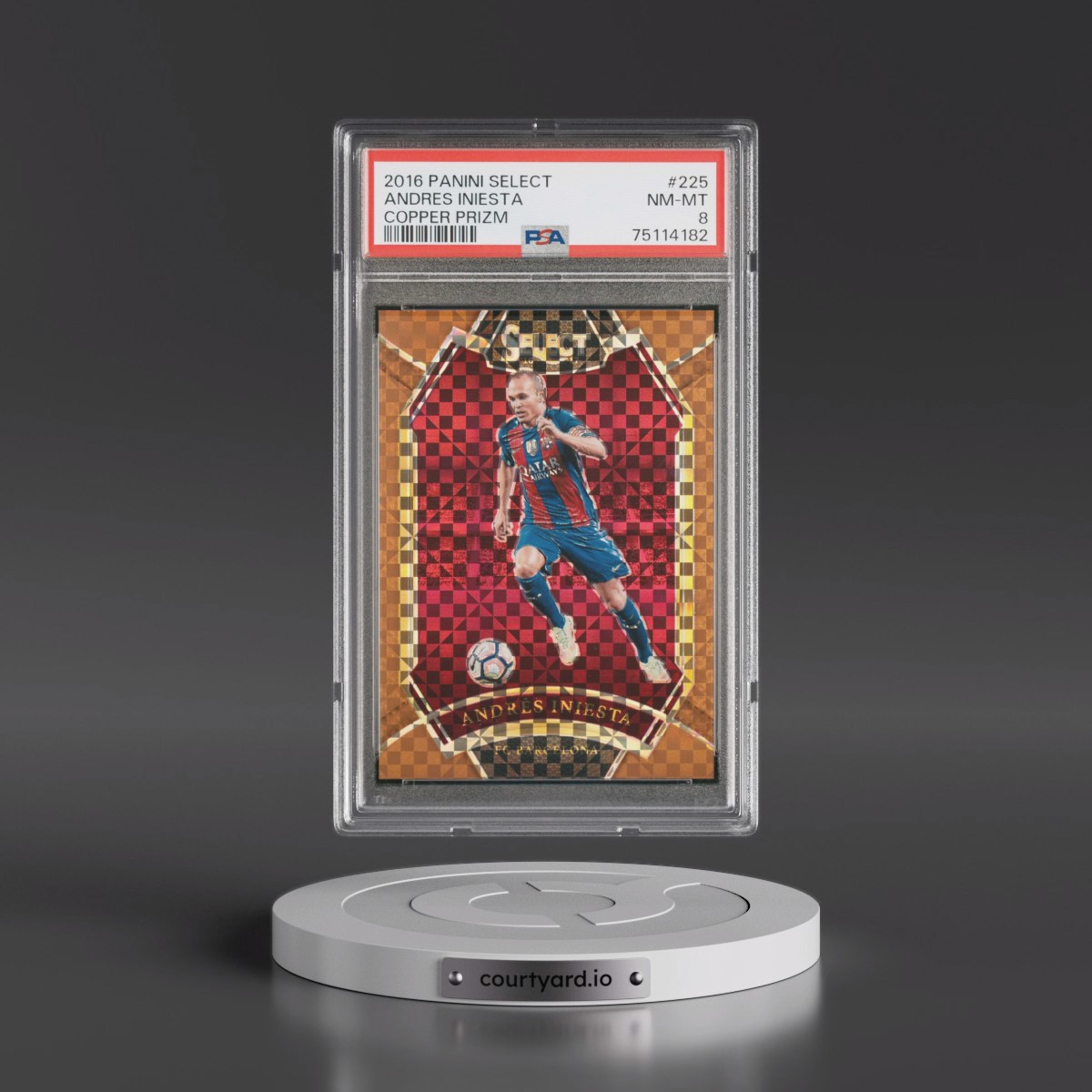 2016 Panini Select Andres Iniesta - Copper Prizm #225 PSA 8