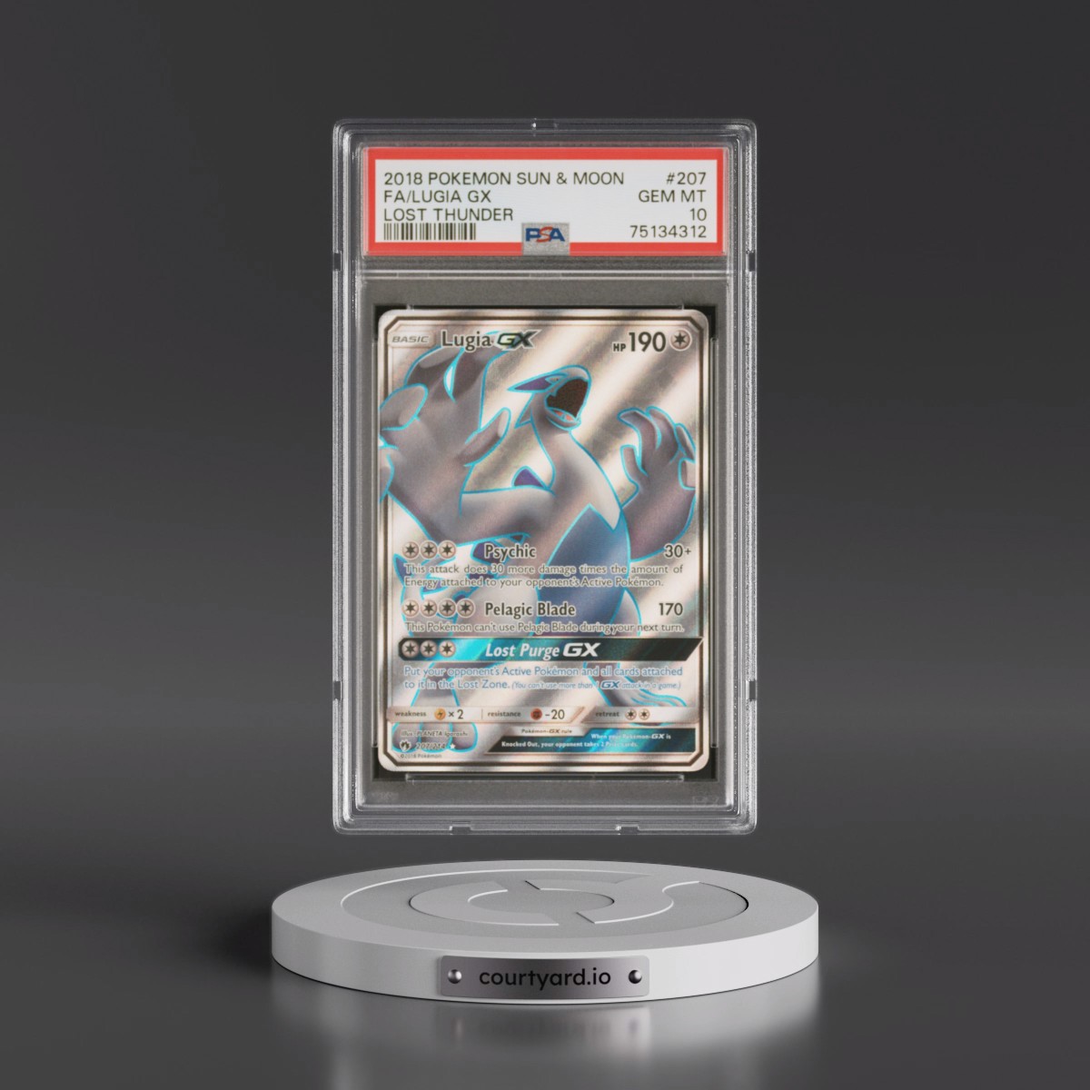 2018 Pokémon Sun & Moon Lost Thunder #207 Lugia GX - Holo Full Art (PSA 10 GEM MINT)