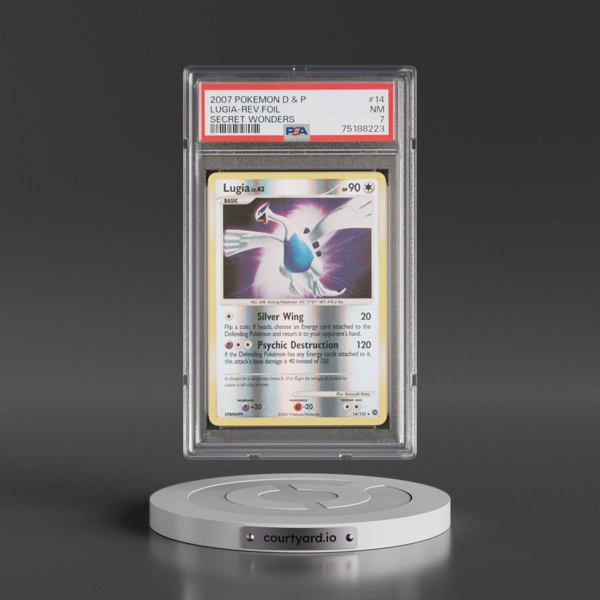 2007 Pokémon Diamond & Pearl Secret Wonders #14 Lugia - Reverse Foil (PSA 7 NM)