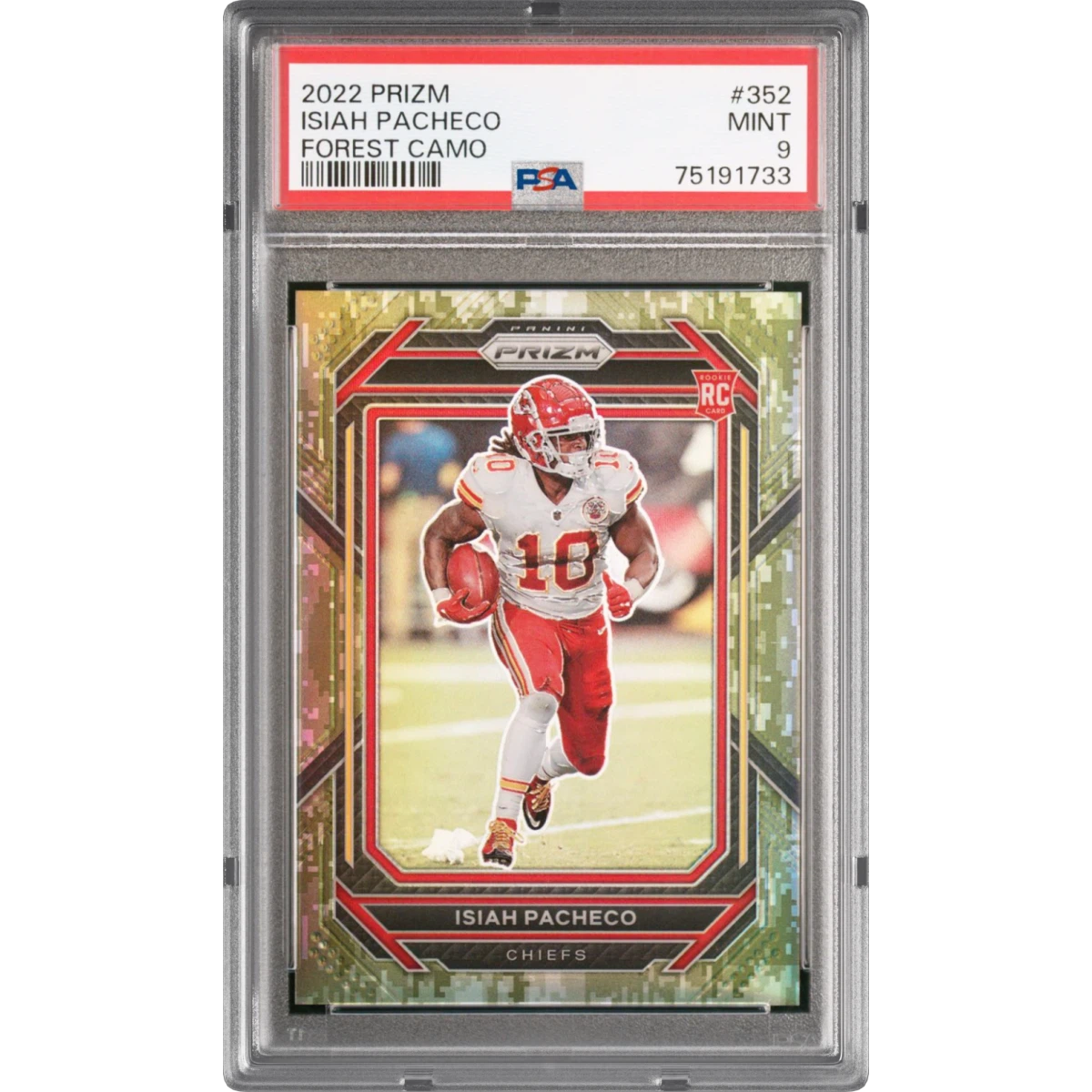2022 Panini Prizm #352 Isiah Pacheco - Forest Camo (PSA 9 MINT)