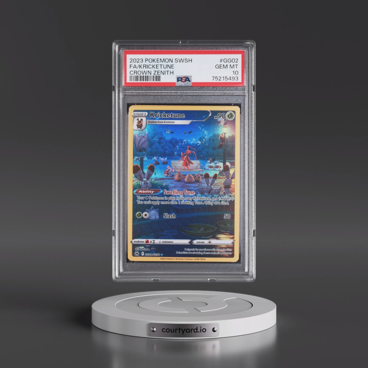 2023 Pokémon Sword and Shield Crown Zenith #GG02 Kricketune - Full Art (PSA 10 GEM MINT)