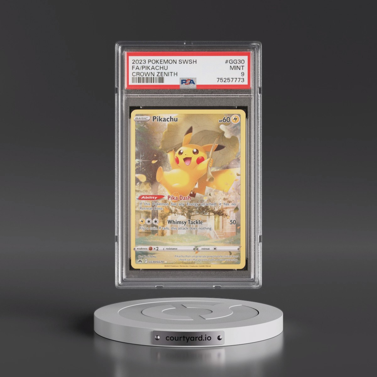 2023 Pokémon Sword and Shield Crown Zenith #GG30 Pikachu - Full Art (PSA 9 MINT)