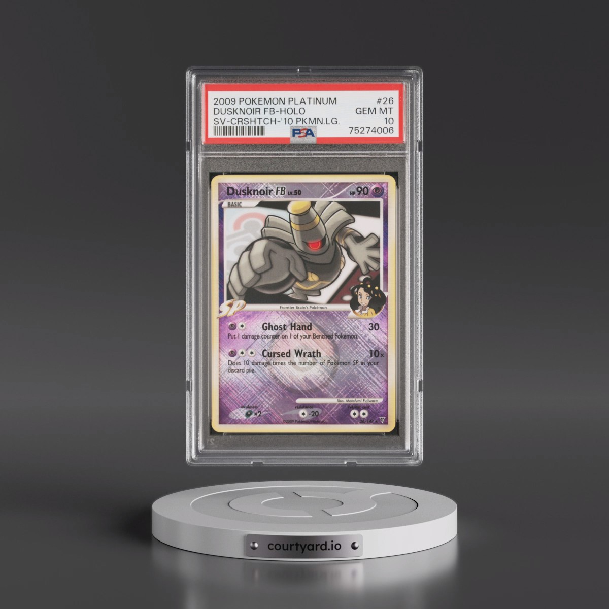 2009 Pokémon Platinum Supreme Victors #26 Dusknoir FB - Holo Crosshatch-2010 Pokemon League (PSA 10 GEM MINT)