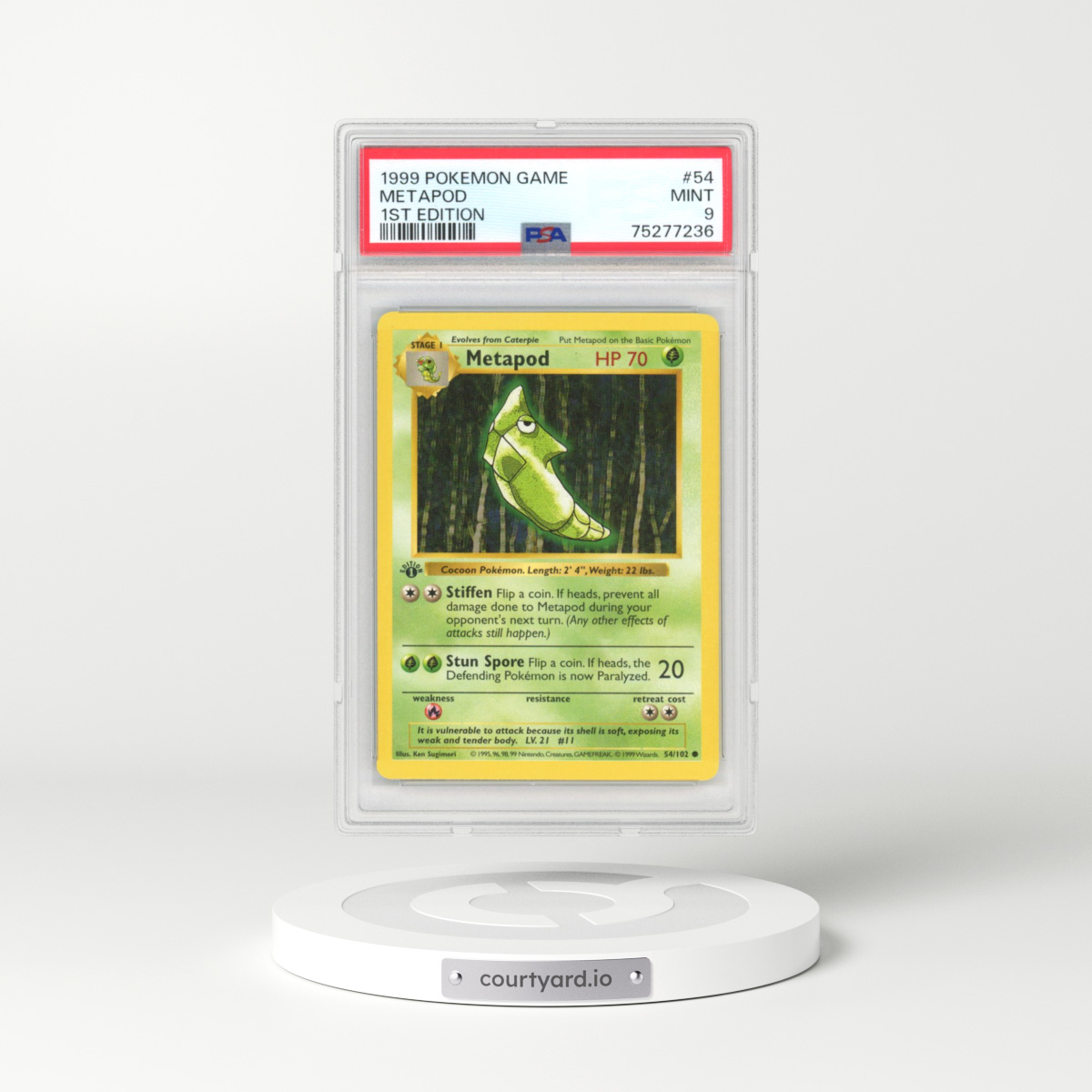 1999 Base Set #54 Metapod - 1st Edition 1st Edition (PSA 9 MINT)