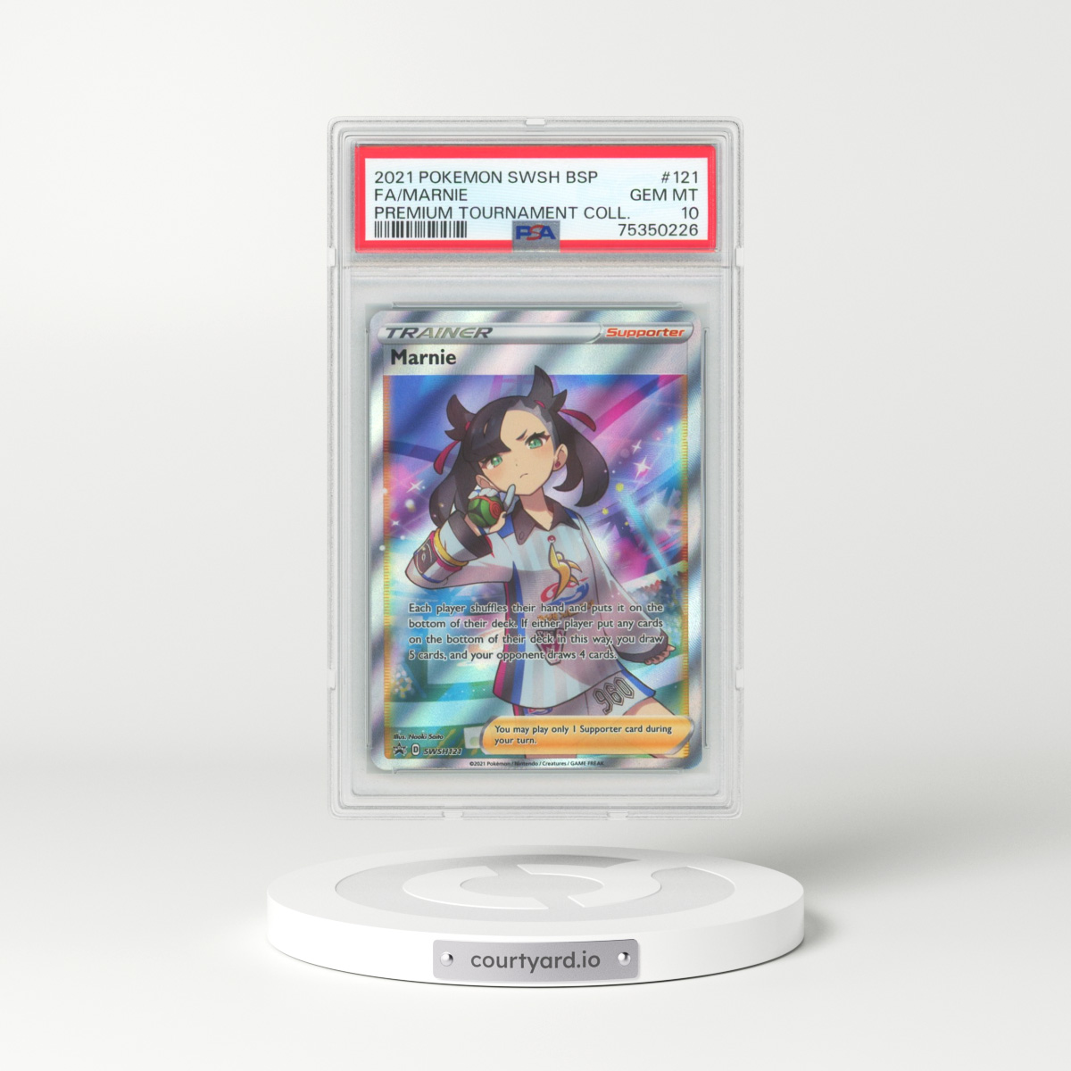 2021 Pokémon Swsh Black Star Promo #121 Marnie - Full Art Marnie Premium Tournament Collection (PSA 10 GEM MINT)
