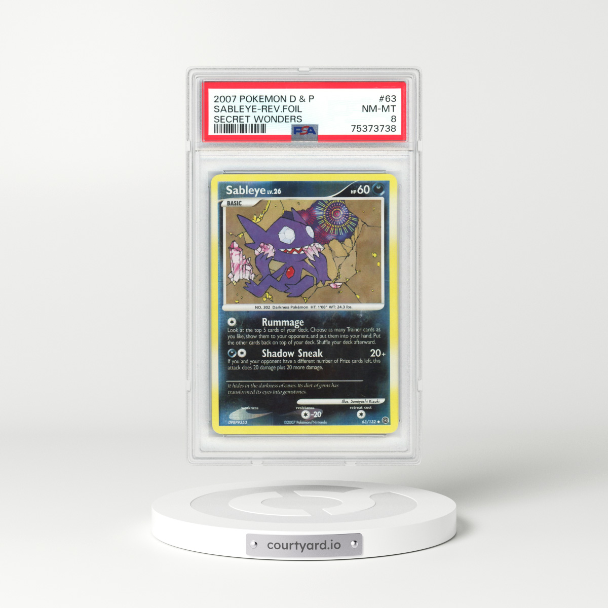 2007 Secret Wonders #63 Sableye - Holo (PSA 8 NM-MT)
