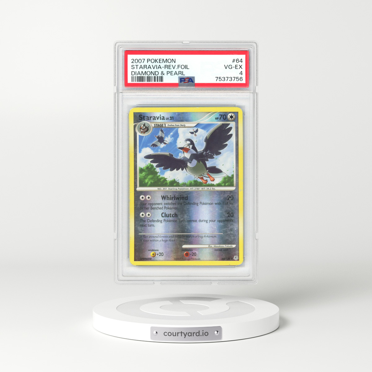 2007 Diamond & Pearl #64 Staravia - Holo (PSA 4 VG-EX)