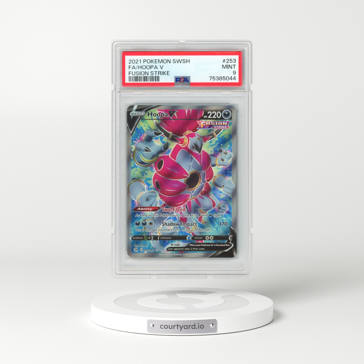 2021 Pokémon Sword & Shield Fusion Strike #253 Hoopa V - Holo Full Art (PSA 9 MINT)