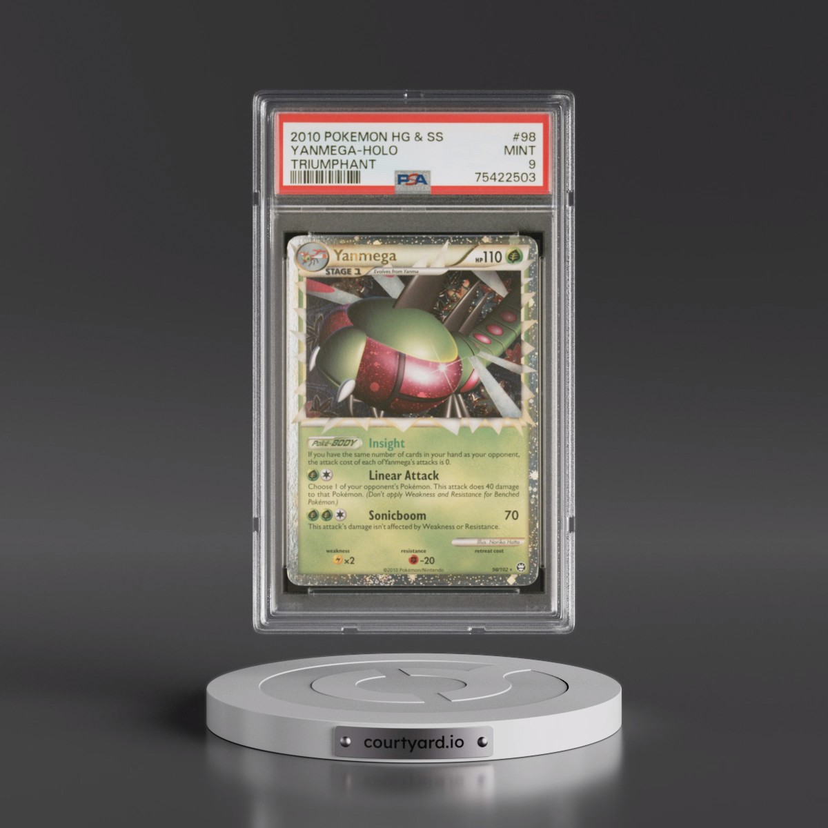 2010 Pokémon Heartgold & Soulsilver Triumphant #98 Yanmega - Holo (PSA 9 MINT)