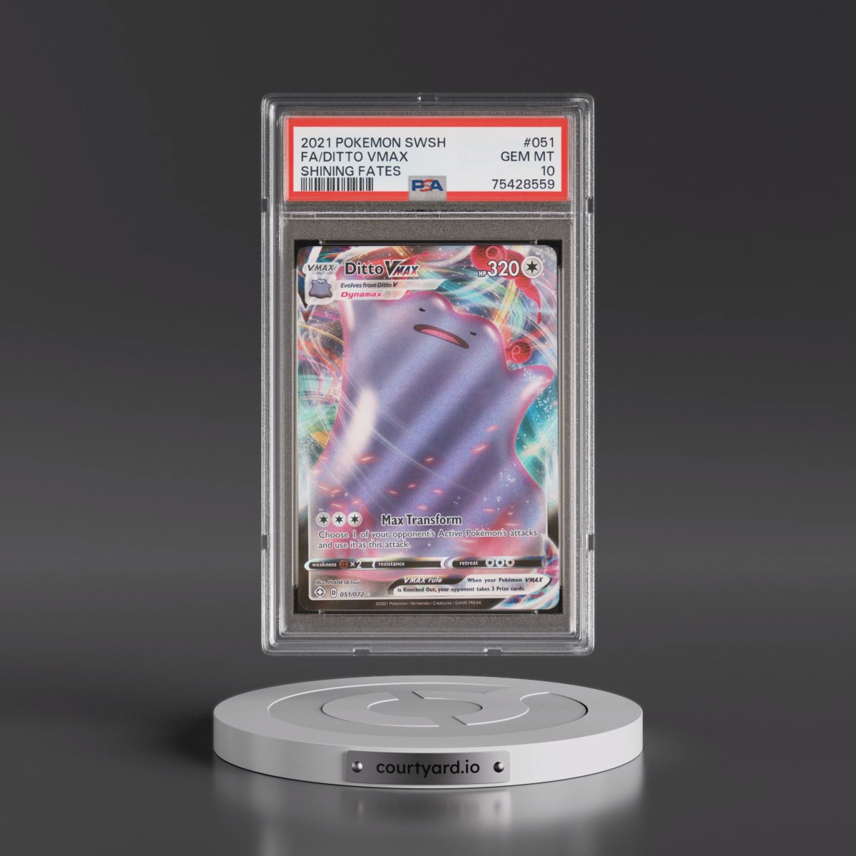 2021 Pokémon Sword & Shield Shining Fates #051 Ditto Vmax - Full Art (PSA 10 GEM MINT)