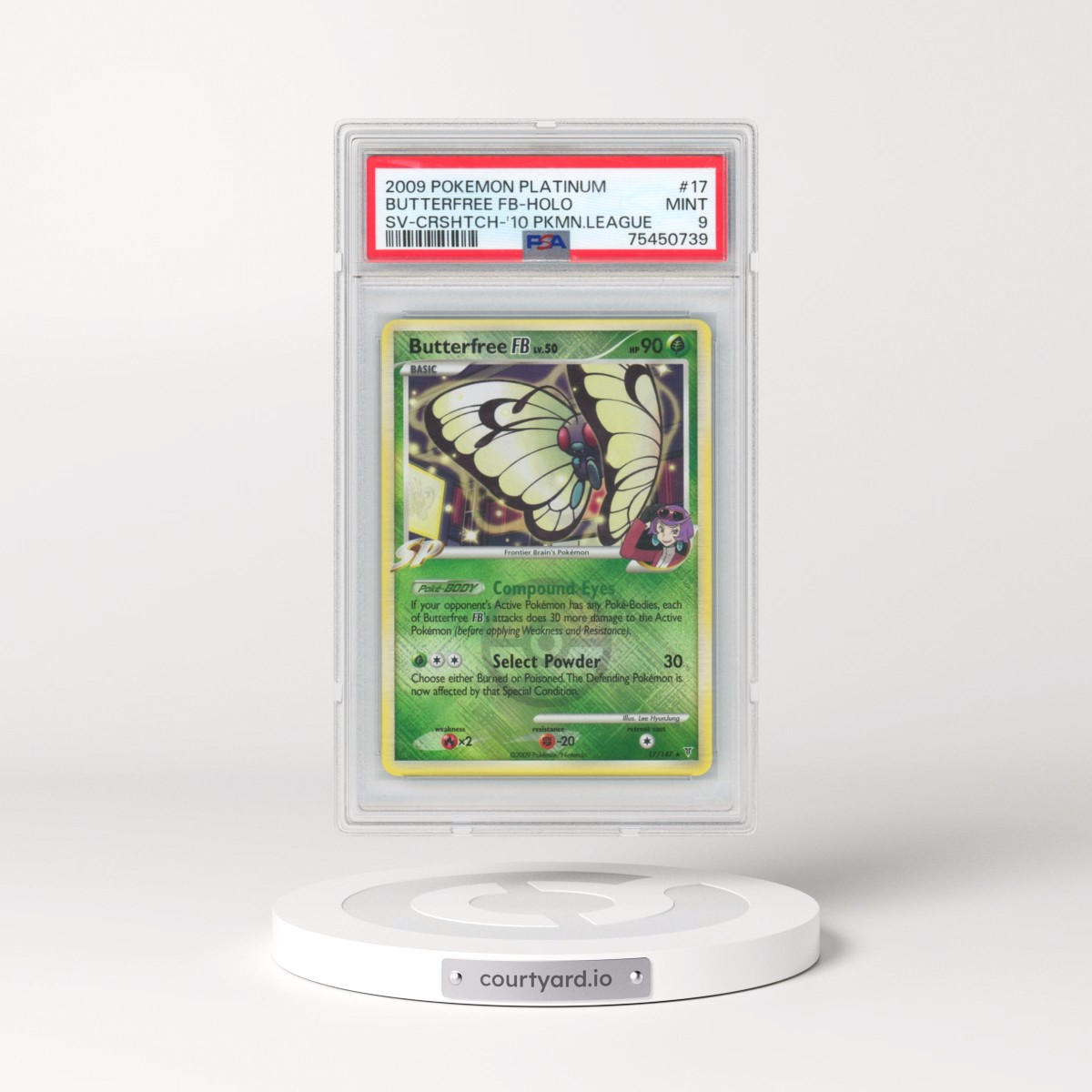 2009 Pokémon Platinum Supreme Victors #17 Butterfree FB - Holo Crosshatch-2010 Pokemon League (PSA 9 MINT)