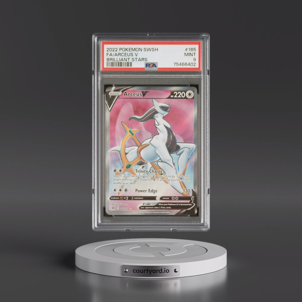 2022 Pokémon Sword & Shield Brilliant Stars #165 Arceus V - Holo Full Art (PSA 9 MINT)