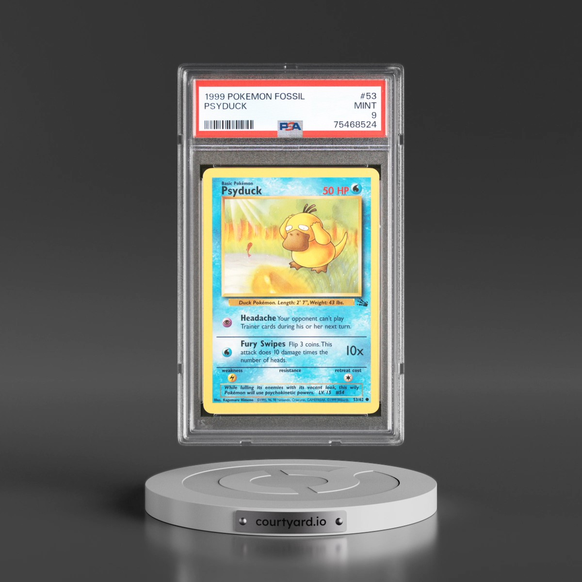 1999 Pokémon Fossil #53 Psyduck (PSA 9 MINT)