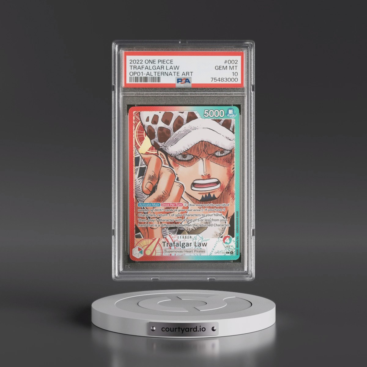 2022 One Piece Romance Dawn #002 Trafalgar Law - Alternate Art (PSA 10 GEM MINT)