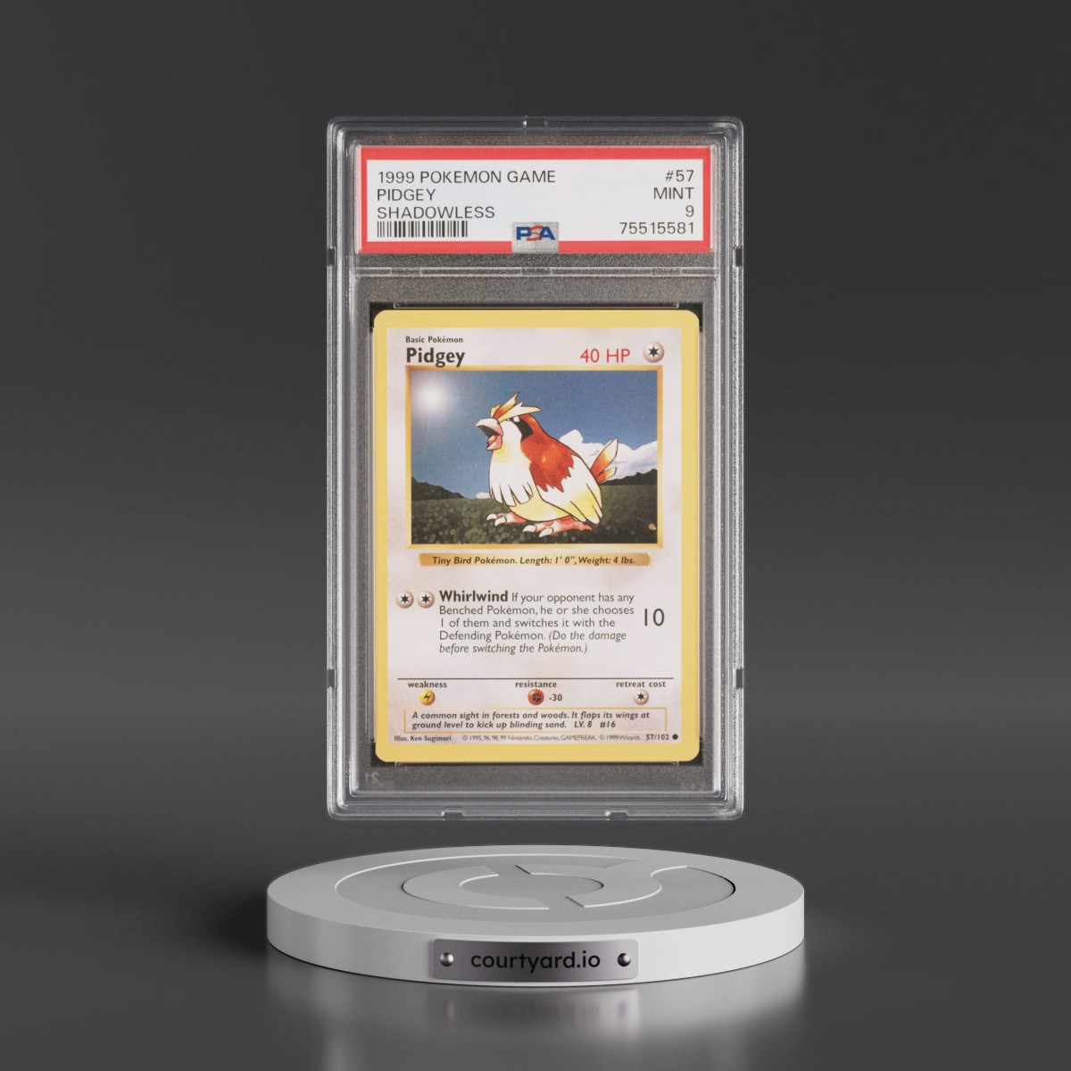 1999 Pokémon Game #57 Pidgey - Shadowless (PSA 9 MINT)