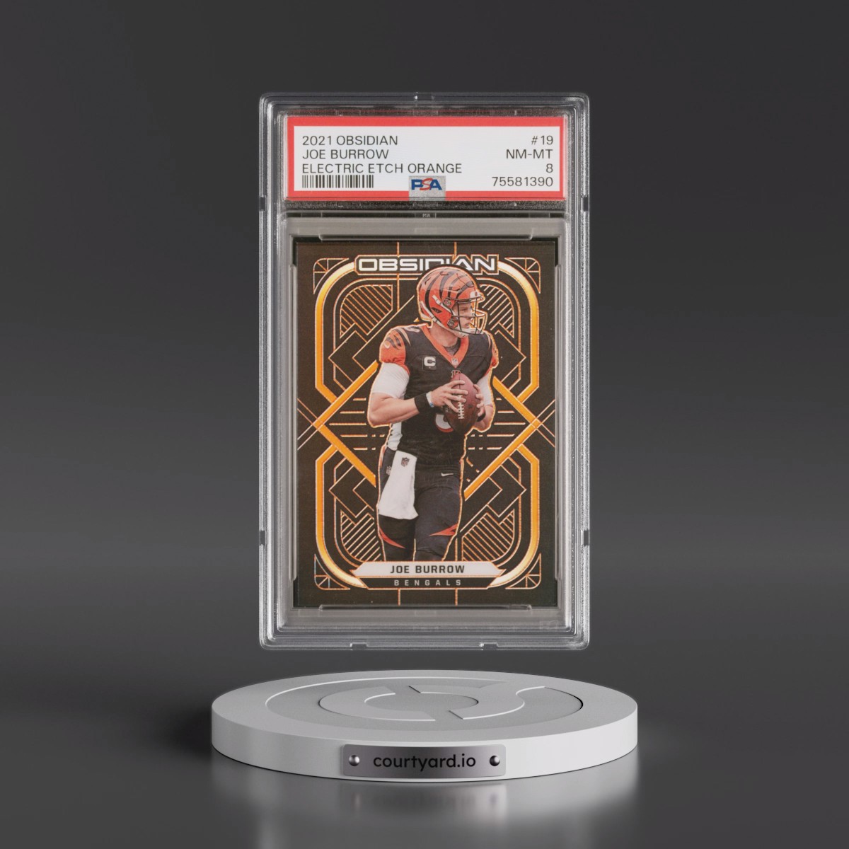 2021 Panini Obsidian Joe Burrow - Electric Etch Orange #19 PSA 8
