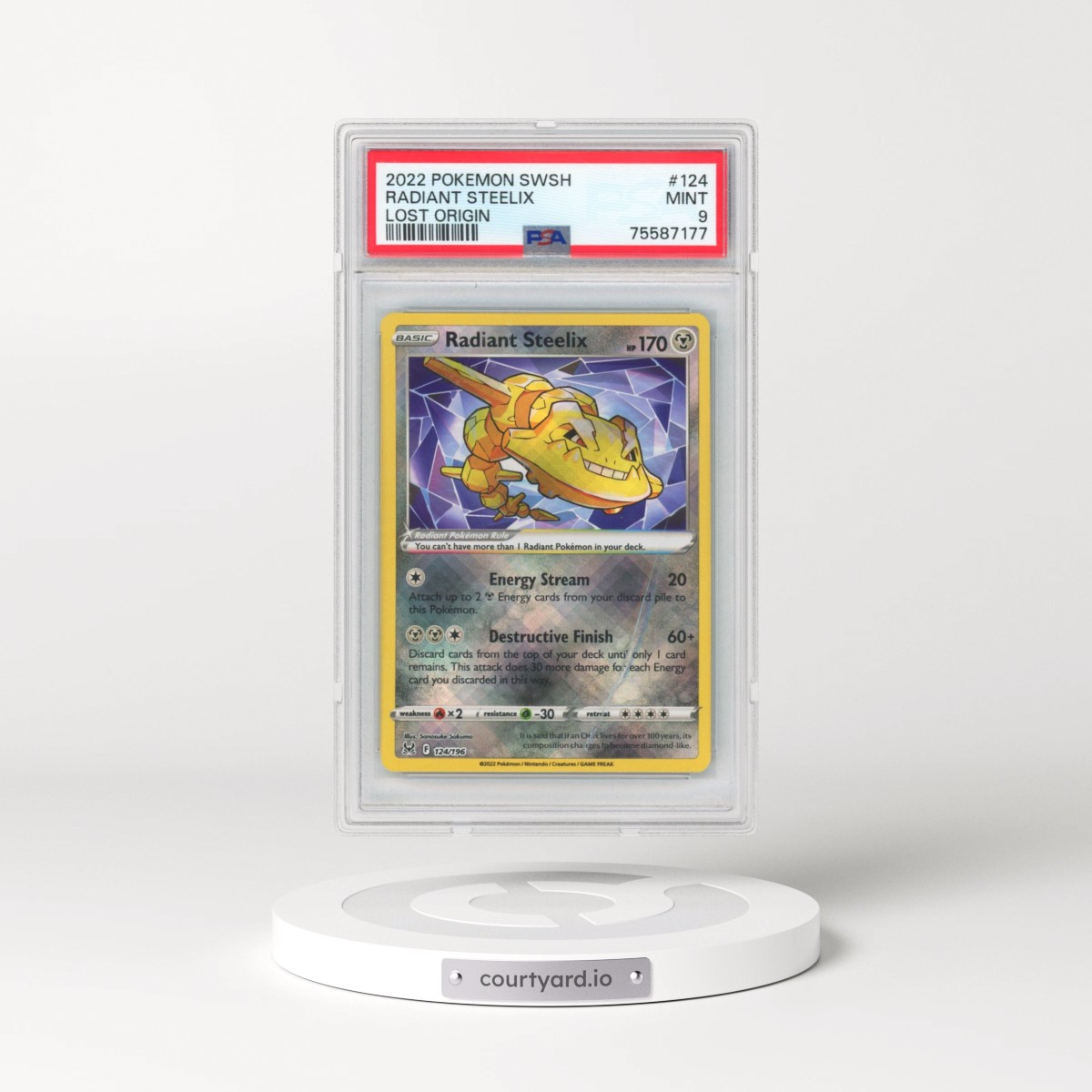 2022 Pokémon Sword & Shield Lost Origin #124 Radiant Steelix - Holo (PSA 9 MINT)