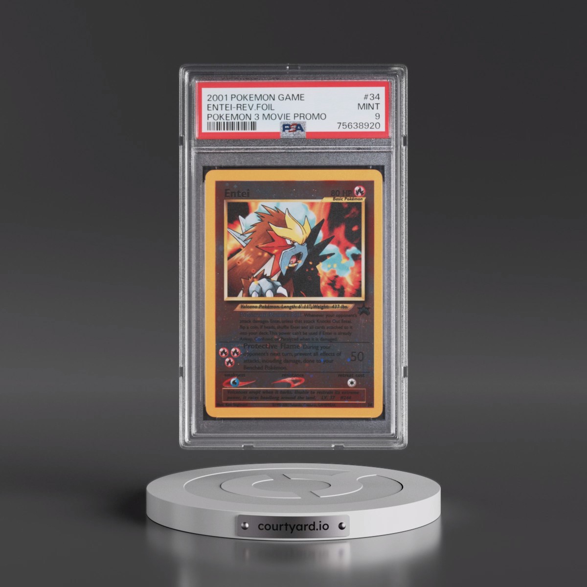 2001 Pokémon Game Movie #34 Entei - Reverse Foil Pokemon 3 Movie Promo (PSA 9 MINT)