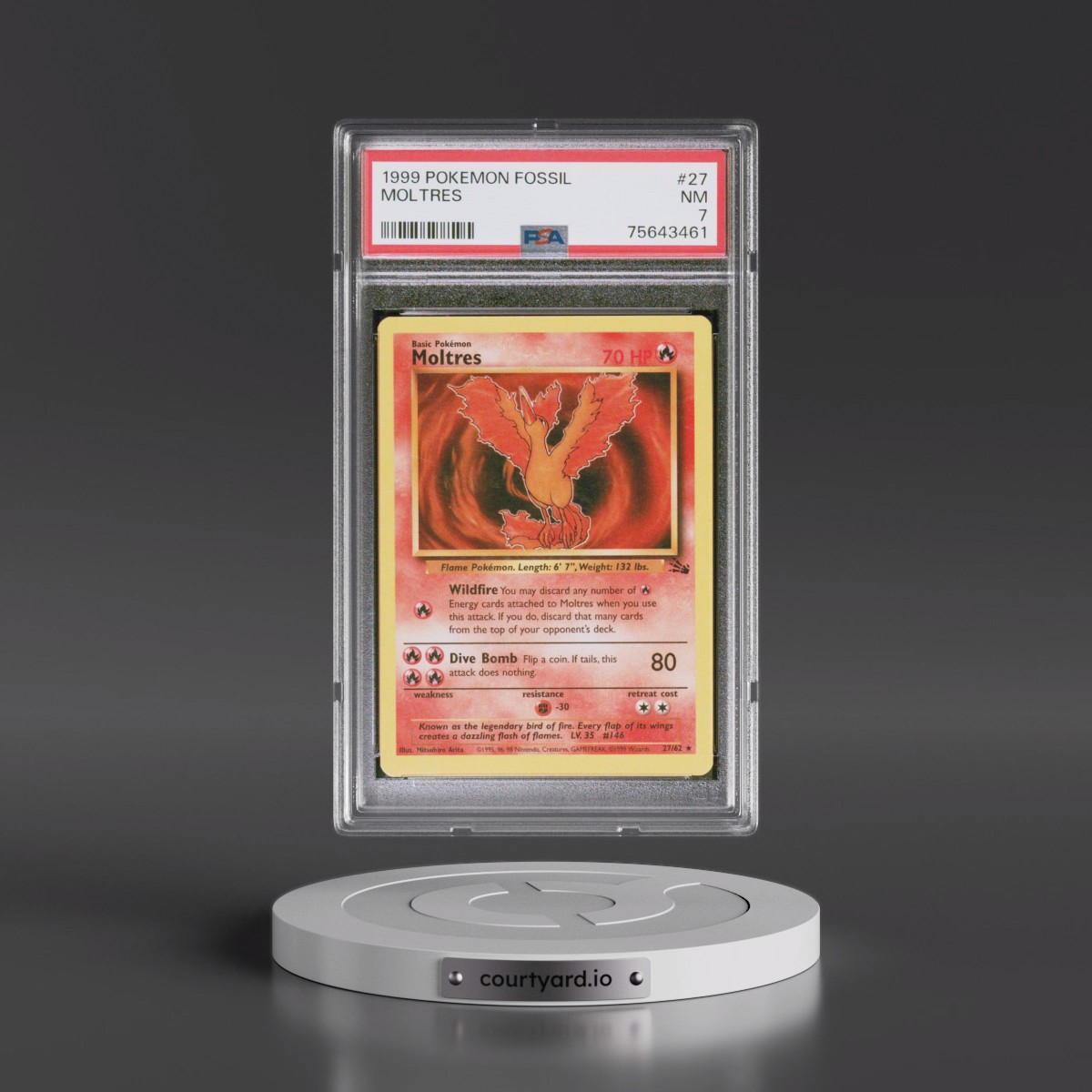 1999 Pokémon Fossil #27 Moltres (PSA 7 NM)