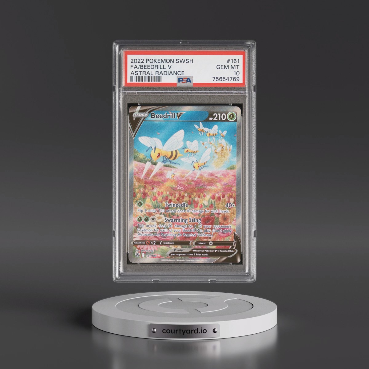 2022 Pokémon Sword & Shield Astral Radiance #161 Beedrill V - Holo Full Art (PSA 10 GEM MINT)