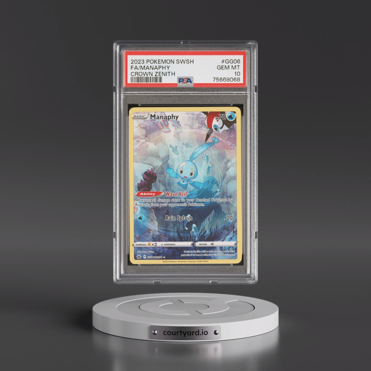 2023 Pokémon Sword and Shield Crown Zenith #GG06 Manaphy - Full Art (PSA 10 GEM MINT)