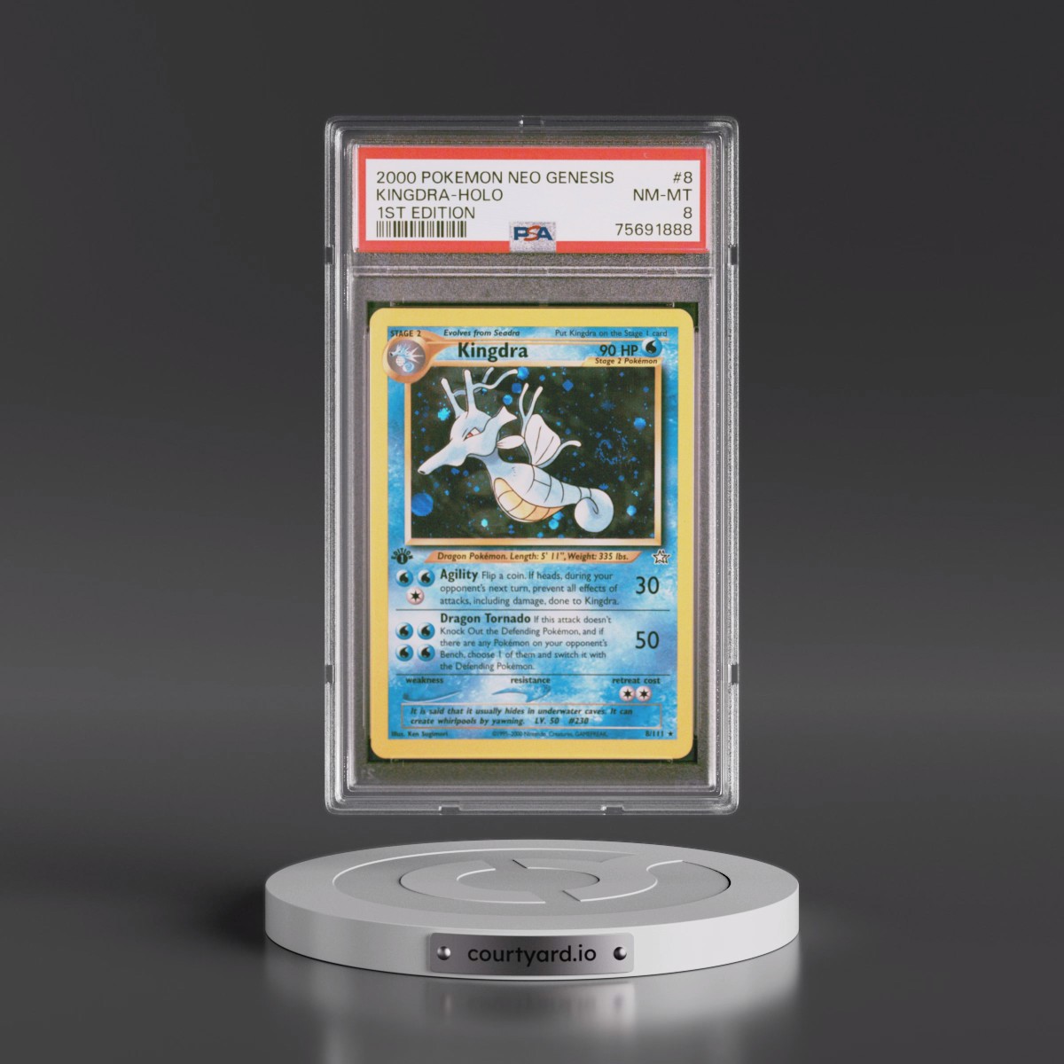 2000 Pokémon Neo Genesis #8 Kingdra - 1st Edition Holo (PSA 8 NM-MT)