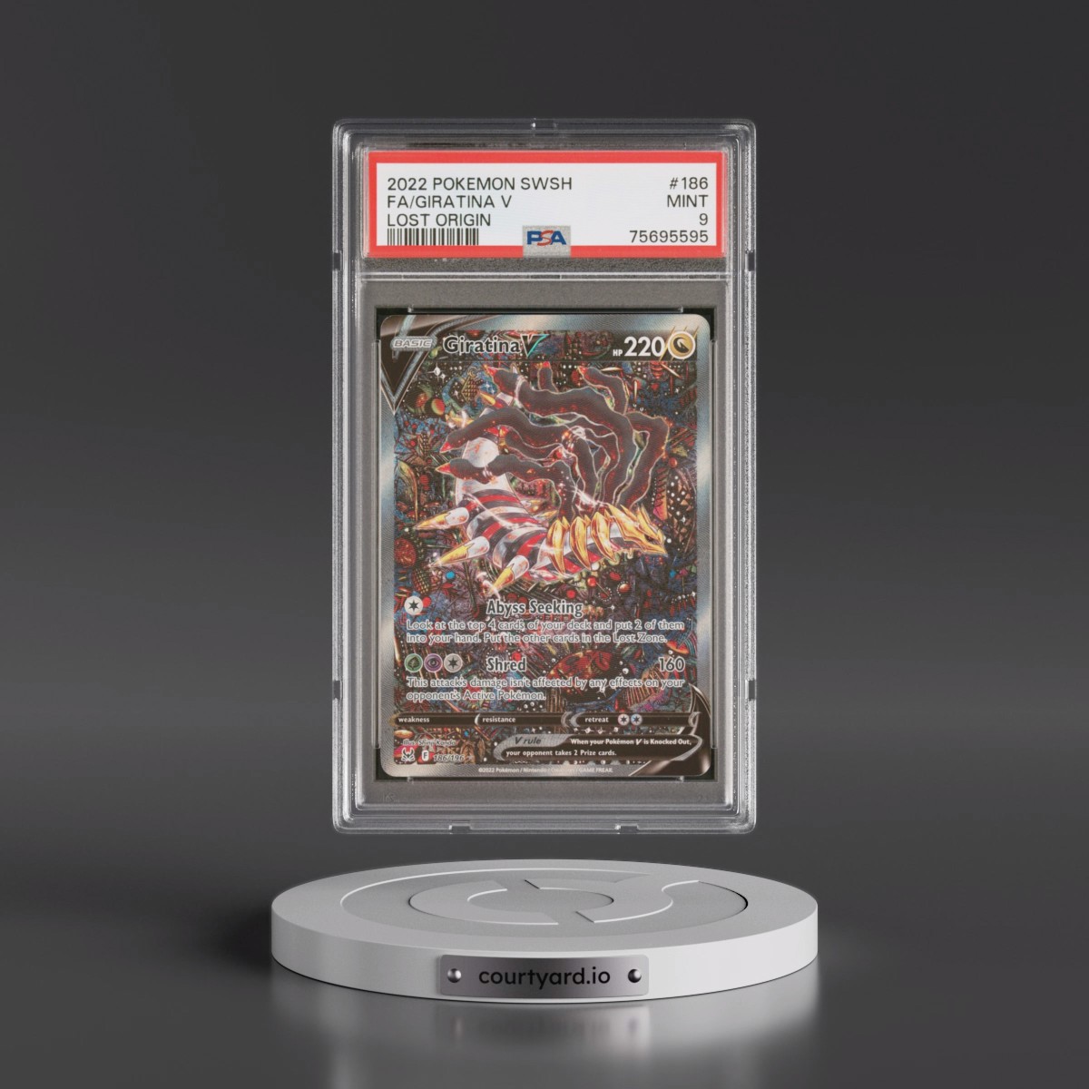 2022 Pokémon Sword & Shield Lost Origin Giratina V - Holo Full Art #186 PSA 9