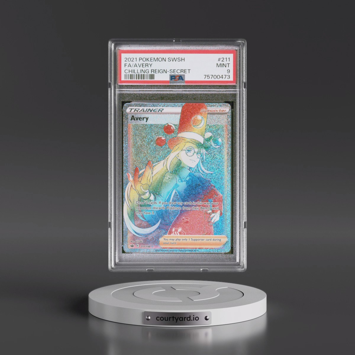 2021 Pokémon Sword & Shield Chilling Reign #211 Avery - Full Art Secret (PSA 9 MINT)