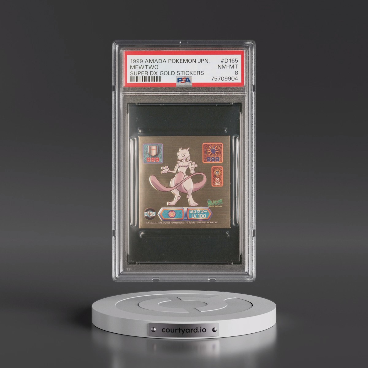 1999 Amada Pokémon Super DX Gold Stickers #D165 Mewtwo (PSA 8 NM-MT)