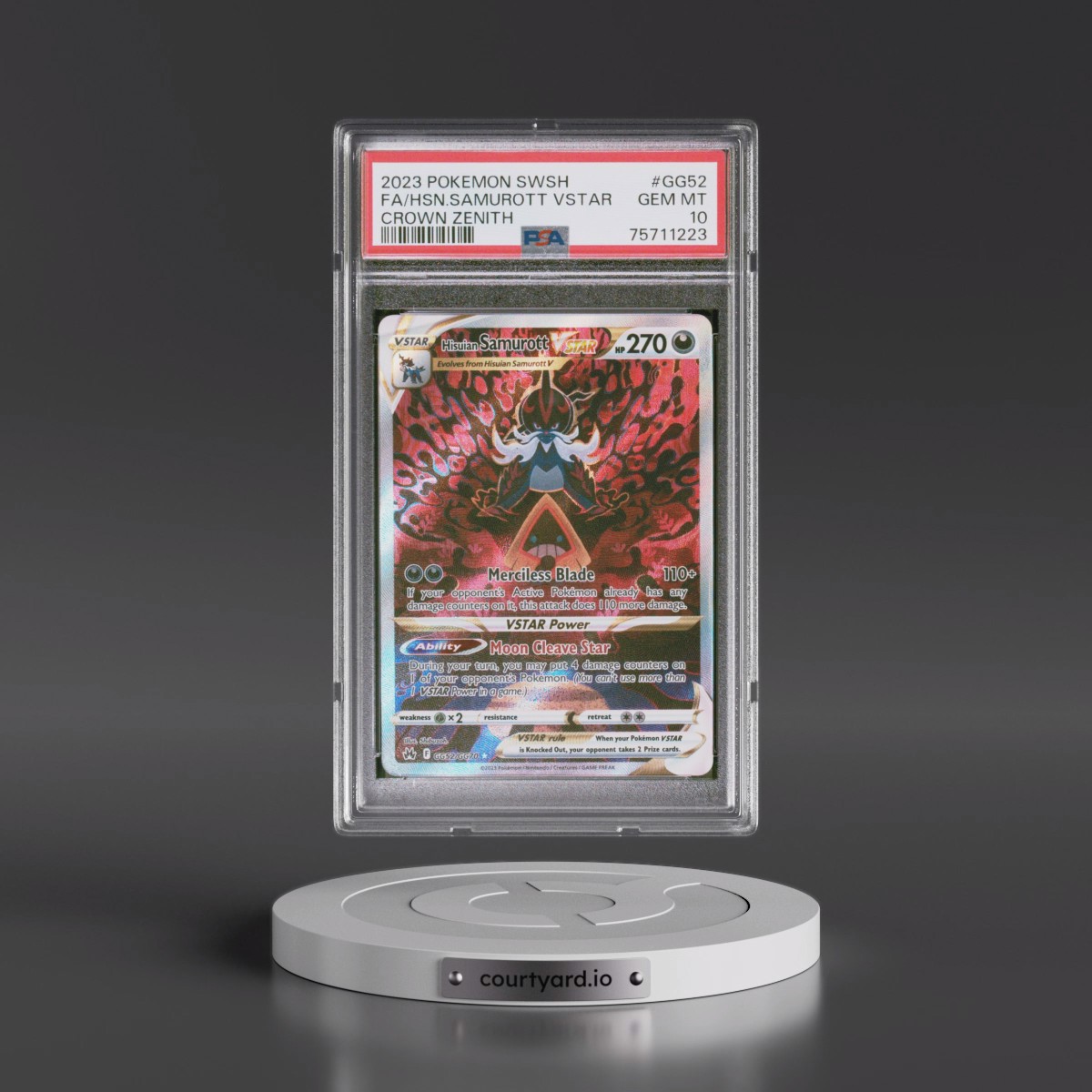 2023 Pokémon Sword and Shield Crown Zenith #GG52 Hisuian Samurott Vstar - Full Art (PSA 10 GEM MINT)