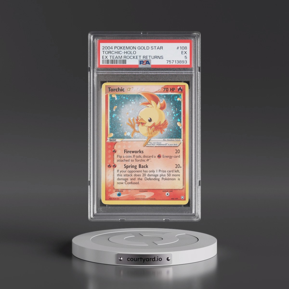 2004 Pokémon EX Team Rocket Returns #108 Torchic - Holo Gold Star (PSA 5 EX)