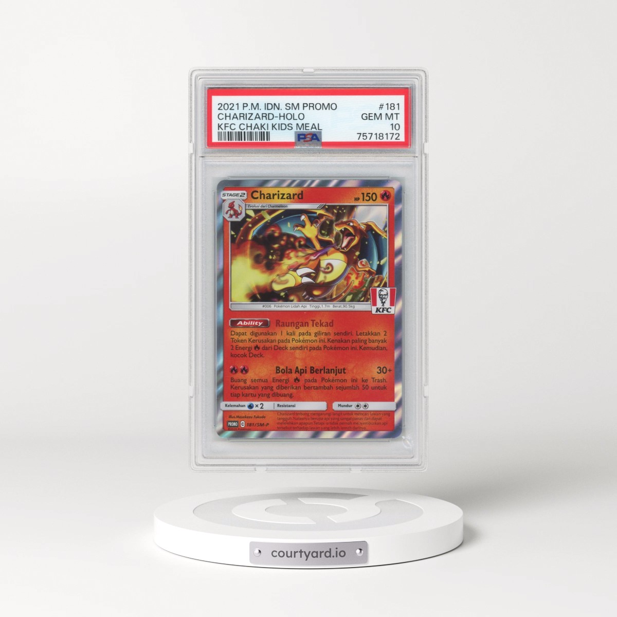 2021 Pokémon SM Promo #181 Charizard - Holo Kfc Chaki Kids Meal (PSA 10 GEM MINT)