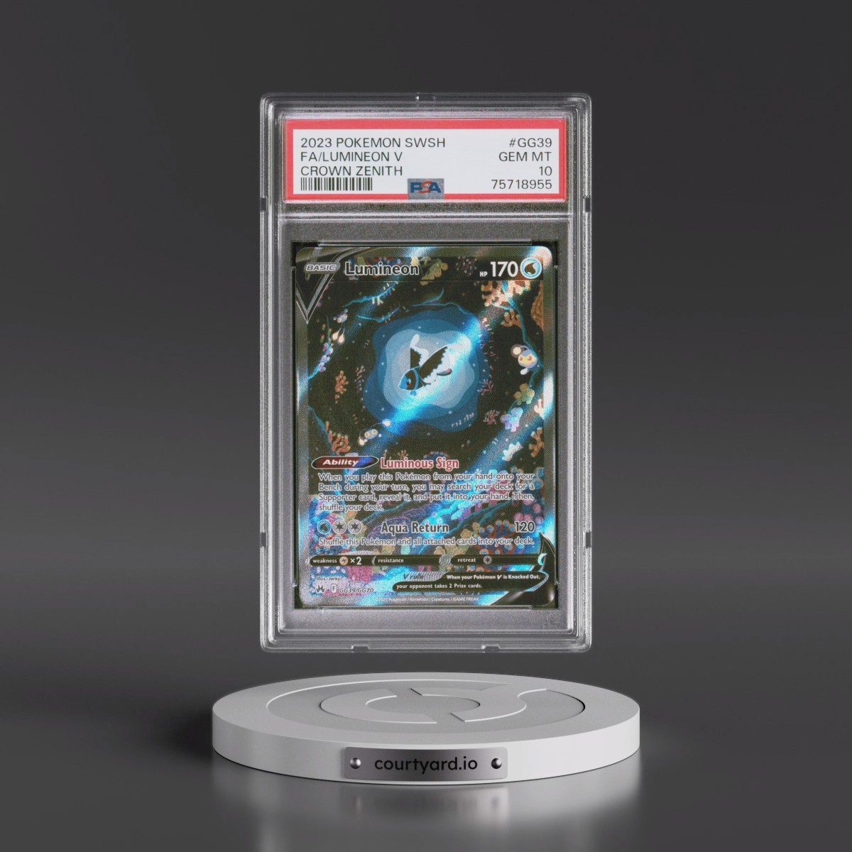 2023 Pokémon Sword and Shield Crown Zenith #GG39 Lumineon V - Holo Full Art (PSA 10 GEM MINT)