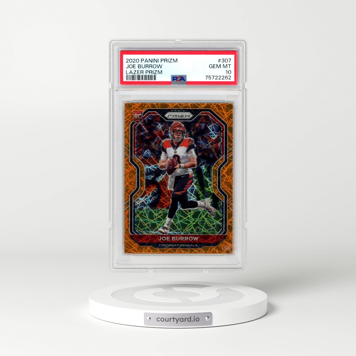 2020 Panini Prizm #307 Joe Burrow - Lazer Prizm (PSA 10 GEM MINT)