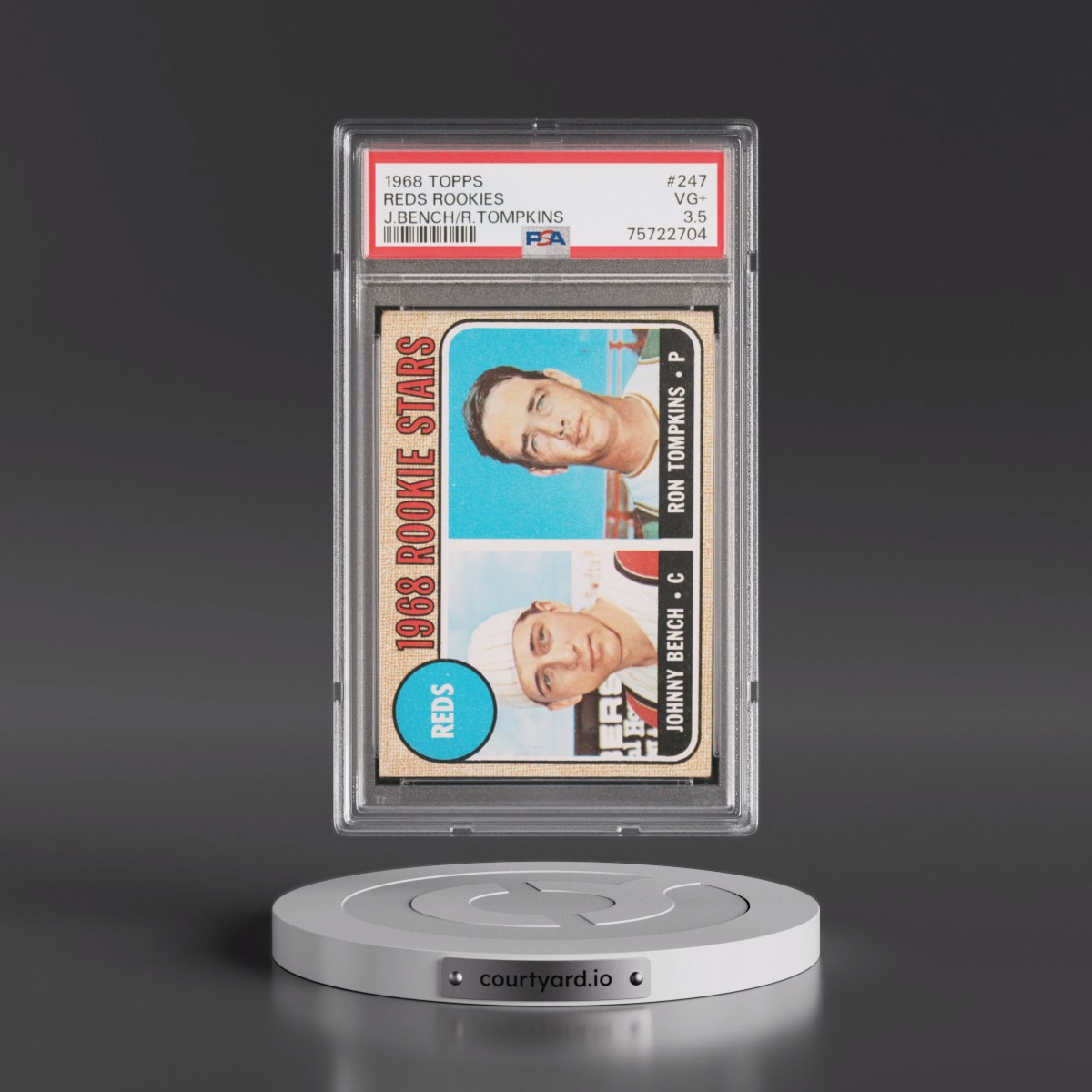 1968 Topps #247 Reds Rookies - Johnny Bench/Ron Tompkins (PSA 3.5 VG+)